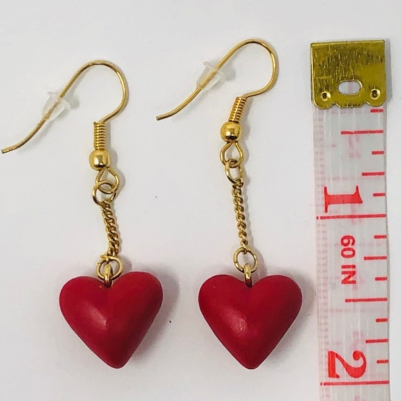 HEART DANGLE EARRINGS - Picture 2 of 3